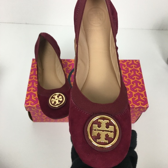 Tory Burch Shoes - NEW Tory Burch Caroline 2 suede Ballet Dark red